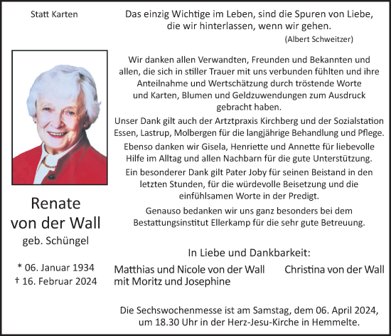 Anzeige von Renate von der Wall von OM-Medien