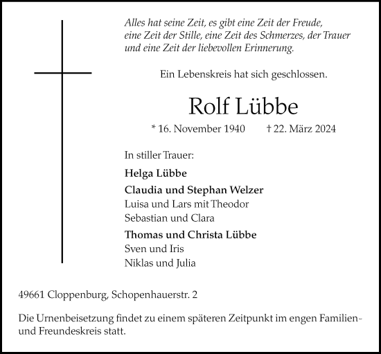 Anzeige von Rolf Lübbe von OM-Medien