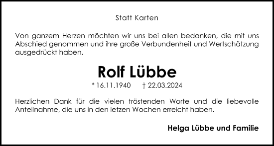 Anzeige von Rolf Lübbe von OM-Medien