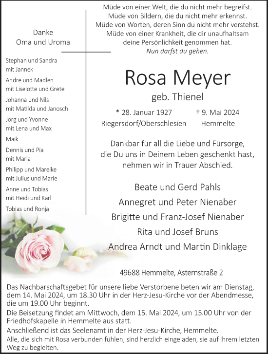 Anzeige von Rosa Meyer von OM-Medien