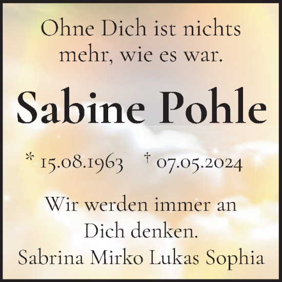 Anzeige von Sabine Pohle von OM-Medien