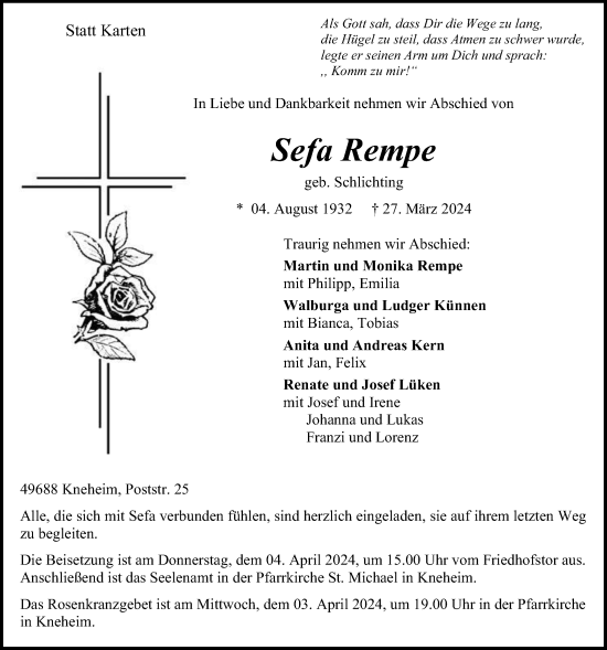 Anzeige von Sefa Rempe von OM-Medien