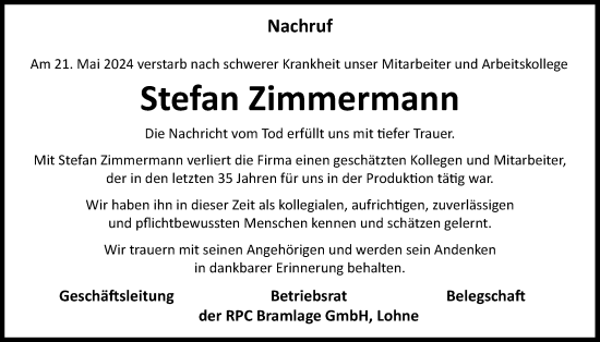 Anzeige von Stefan Zimmermann von OM-Medien