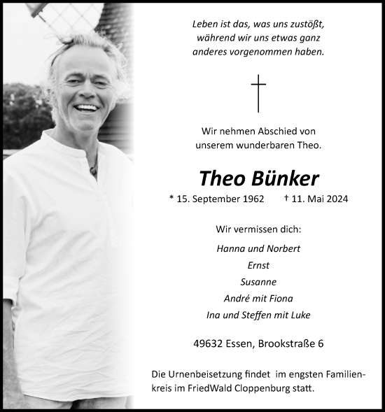 Anzeige von Theo Bünker von OM-Medien