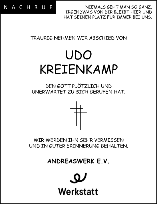 Anzeige von Udo Kreienkamp von OM-Medien