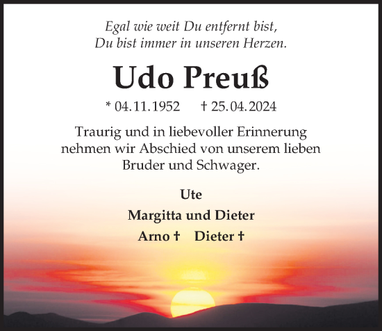 Anzeige von Udo Preuß von OM-Medien