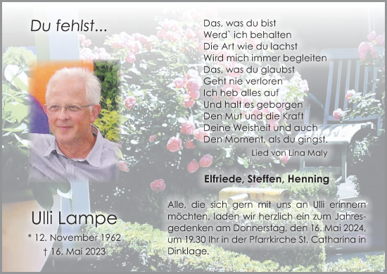 Anzeige von Ulli Lampe von OM-Medien