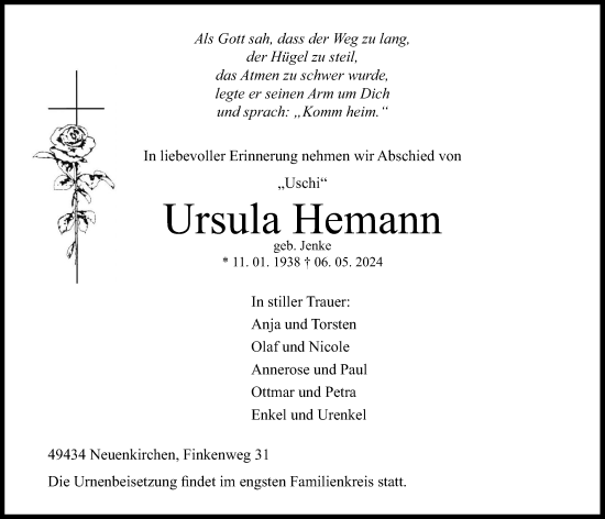 Anzeige von Ursula Hemann von OM-Medien