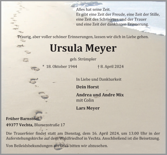 Anzeige von Ursula Meyer von OM-Medien