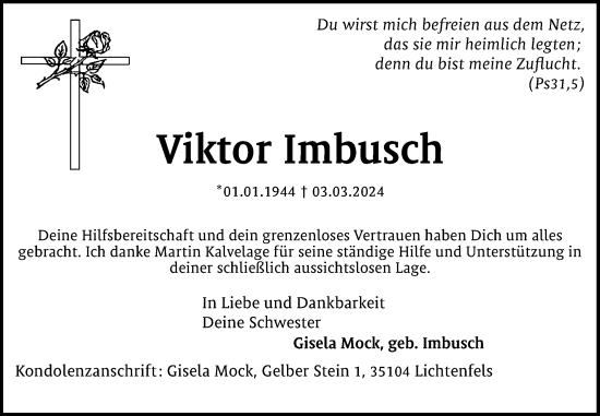Anzeige von Viktor Imbusch von OM-Medien