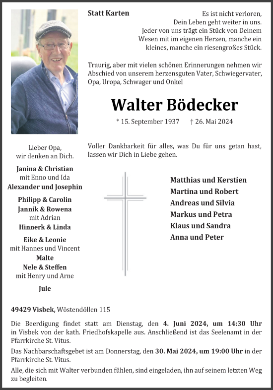 Anzeige von Walter Bödecker von OM-Medien