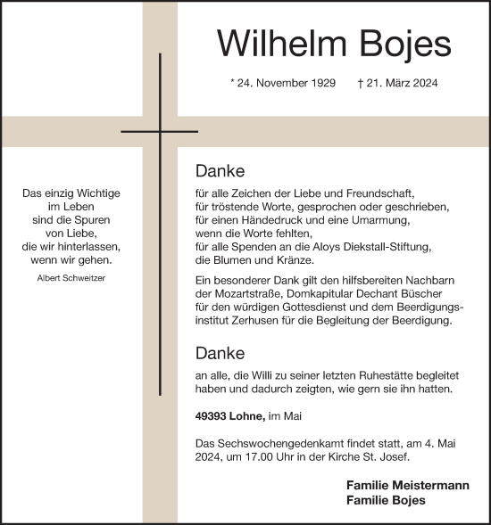 Anzeige von Wilhelm Bojes von OM-Medien