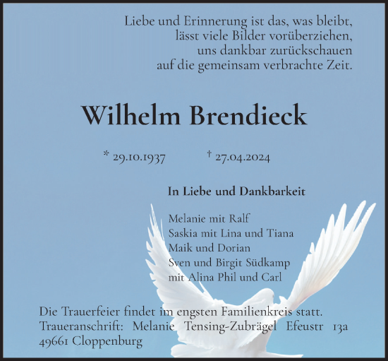 Anzeige von Wilhelm Brendieck von OM-Medien