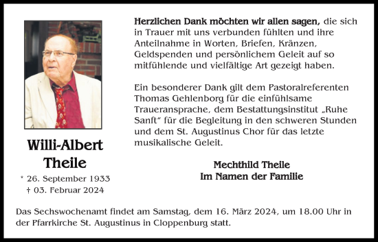 Anzeige von Willi-Albert Theile von OM-Medien