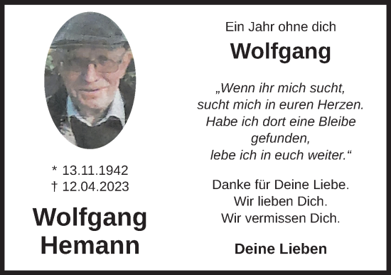 Anzeige von Wolfgang Hemann von OM-Medien