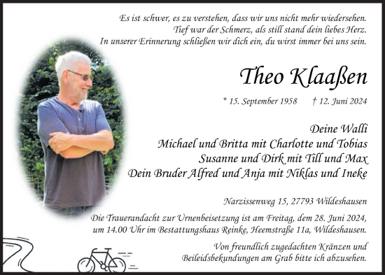 Anzeige von Theo Klaaßen von OM-Medien