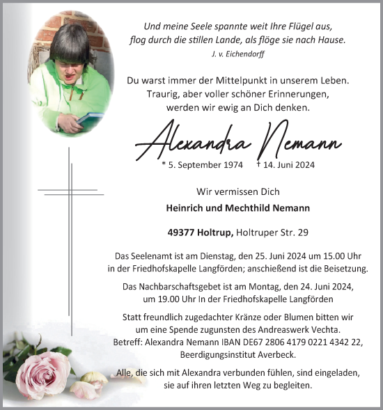 Anzeige von Alexandra Nemann von OM-Medien