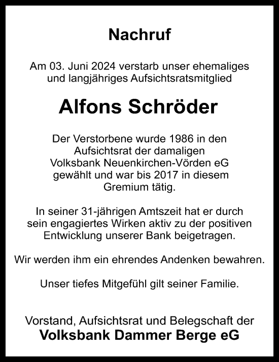 Anzeige von Alfons Schröder von OM-Medien