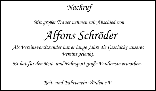 Anzeige von Alfons Schröder von OM-Medien