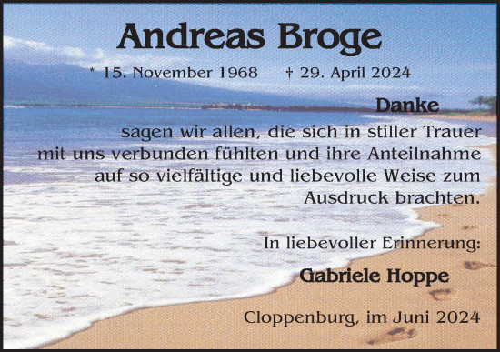 Anzeige von Andreas Broge von OM-Medien