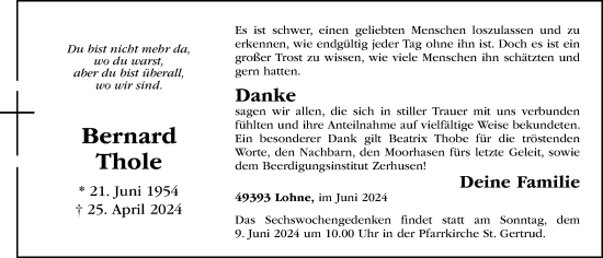 Anzeige von Bernard Thole von OM-Medien