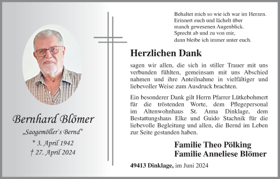 Anzeige von Bernhard Blömer von OM-Medien