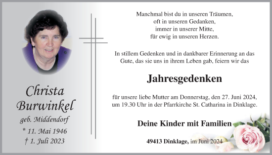 Anzeige von Christa Burwinkel von OM-Medien