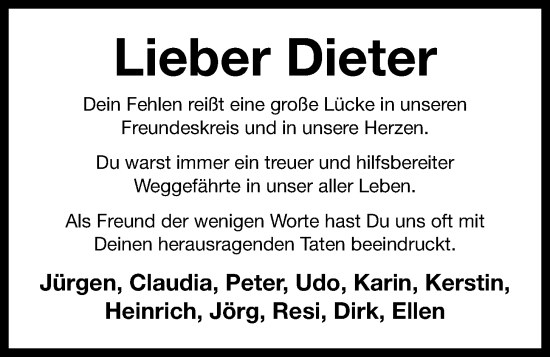 Anzeige von Dieter Sperveslage von OM-Medien