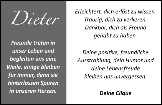 Anzeige von Dieter Sperveslage von OM-Medien