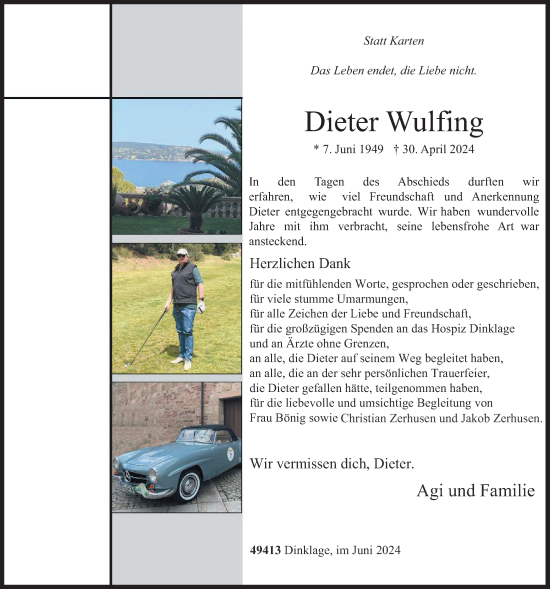 Anzeige von Dieter Wulfing von OM-Medien