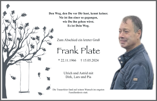 Anzeige von Frank Plate von OM-Medien