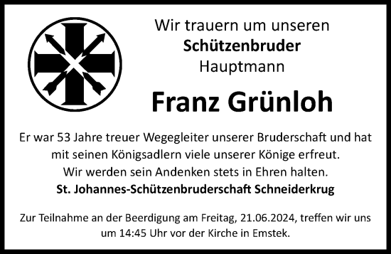 Anzeige von Franz Grünloh von OM-Medien