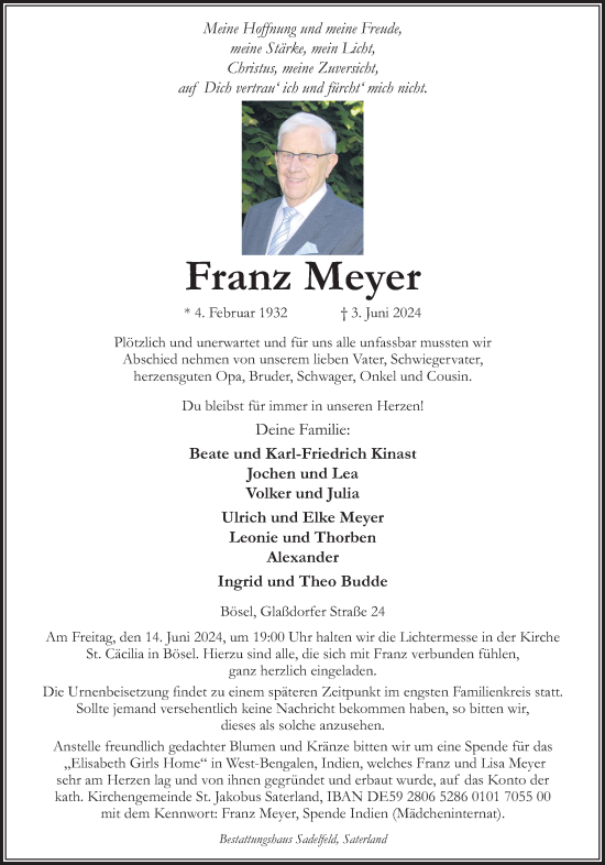 Anzeige von Franz Meyer von OM-Medien
