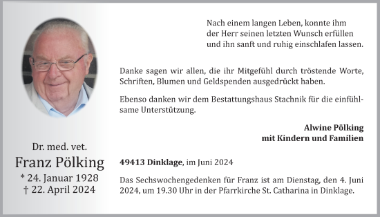 Anzeige von Franz Pölking von OM-Medien