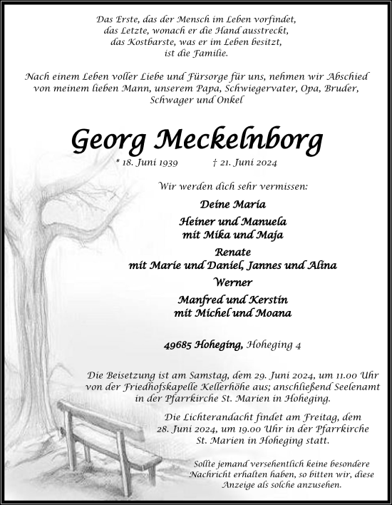 Anzeige von Georg Meckelnborg von OM-Medien