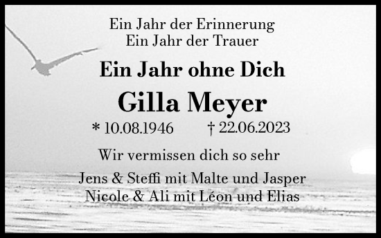 Anzeige von Gilla Meyer von OM-Medien