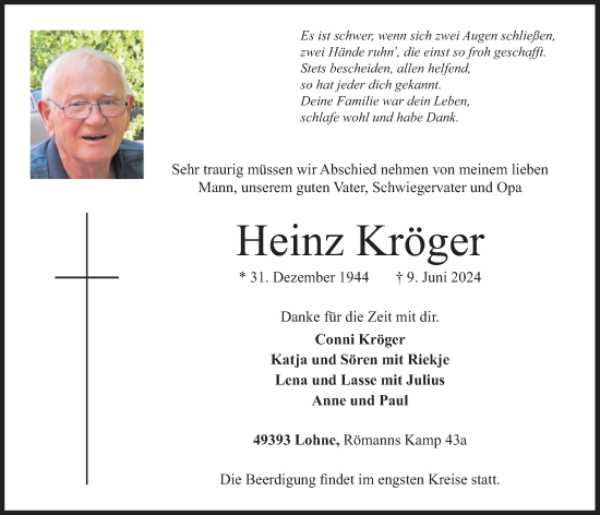 Anzeige von Heinz Kröger von OM-Medien