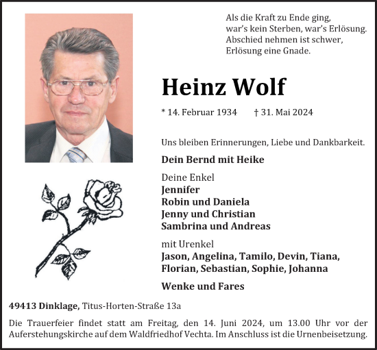 Anzeige von Heinz Wolf von OM-Medien
