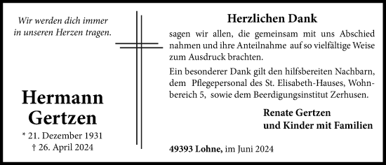 Anzeige von Hermann Gertzen von OM-Medien