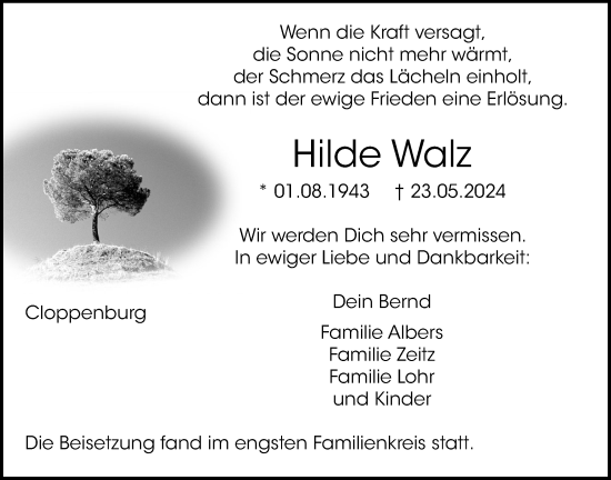 Anzeige von Hilde Walz von OM-Medien