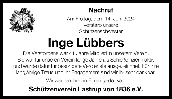 Anzeige von Inge Lübbers von OM-Medien