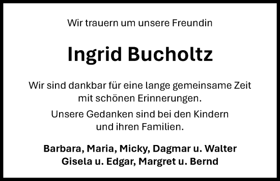 Anzeige von Ingrid Bucholtz von OM-Medien
