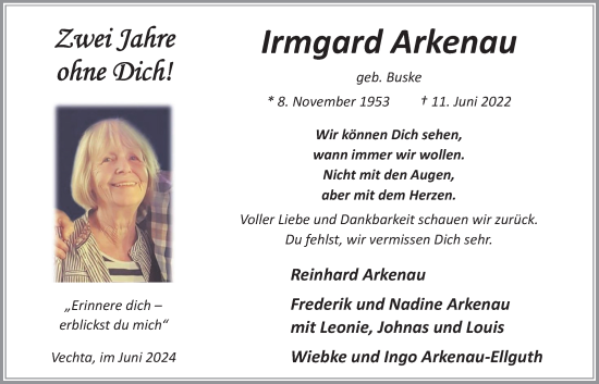 Anzeige von Irmgard Arkenau von OM-Medien