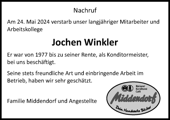 Anzeige von Jochen Winkler von OM-Medien