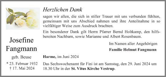 Anzeige von Josefine Fangmann von OM-Medien