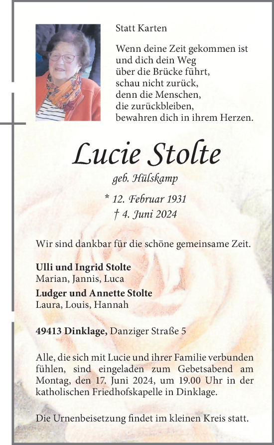 Anzeige von Lucie Stolte von OM-Medien