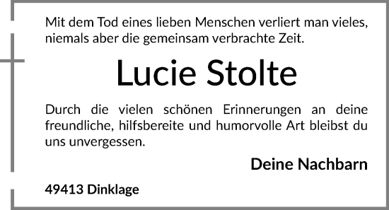Anzeige von Lucie Stolte von OM-Medien