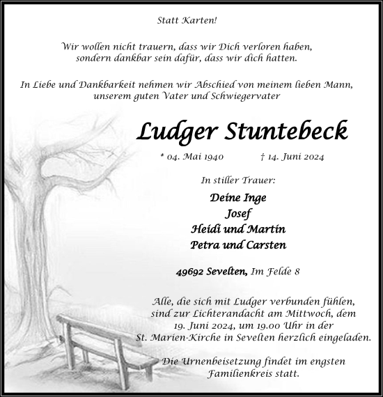 Anzeige von Ludger Stuntebeck von OM-Medien