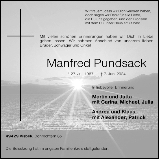 Anzeige von Manfred Pundsack von OM-Medien