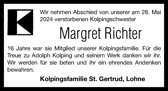 Anzeige von Margret Richter von OM-Medien